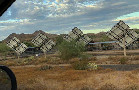 Aug 13 - Spur Cross - 
Solar panels on pedestals.